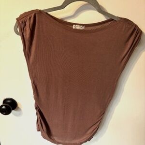 Free People Brown Tee Shirt, Size Rouching, Size L